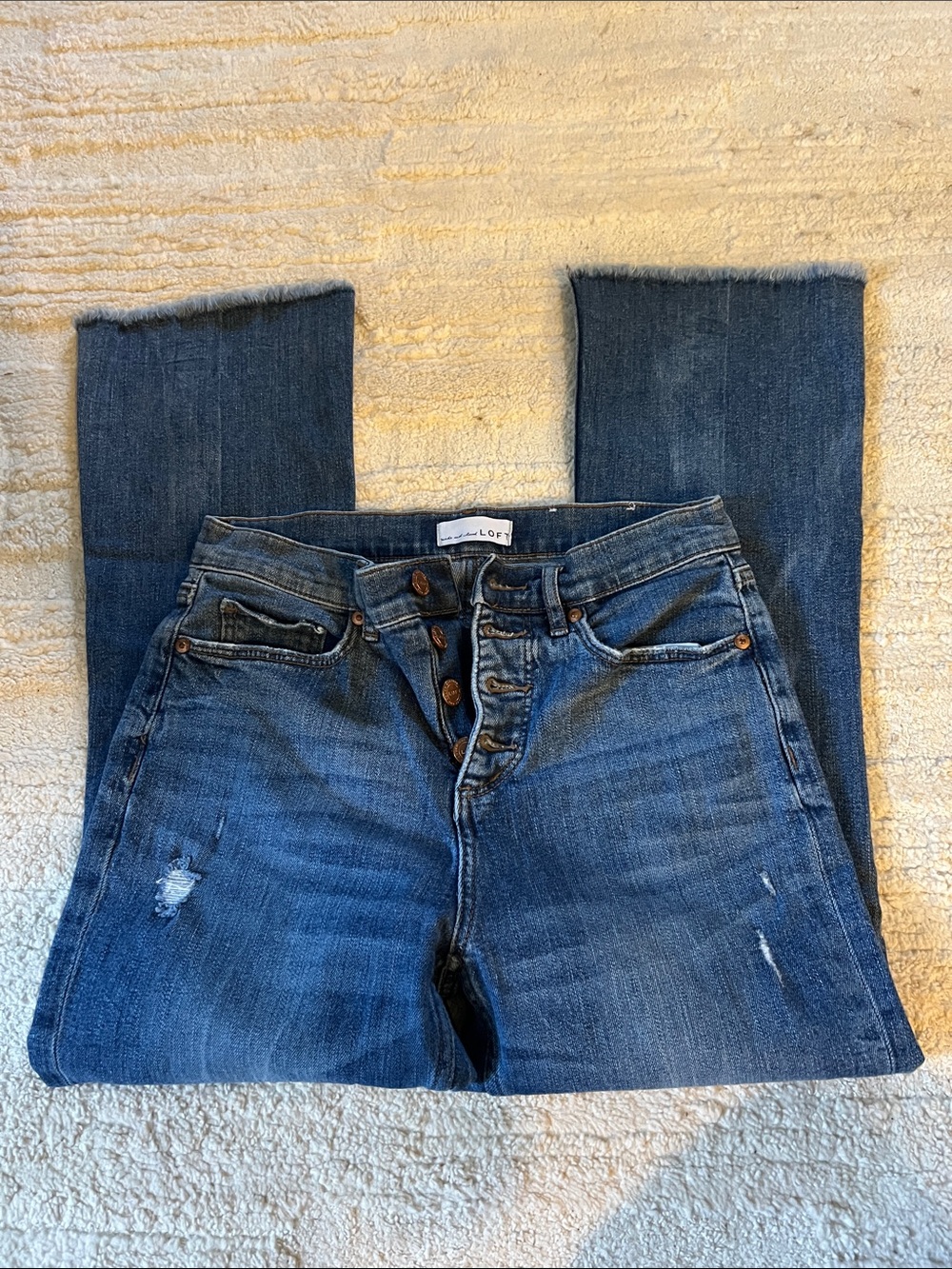 LOFT Women's Medium Blue Straight-Leg Button-Fly Jeans